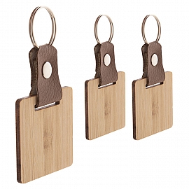 Breloc patrat din lemn cu imitatie de piele - AP718640B